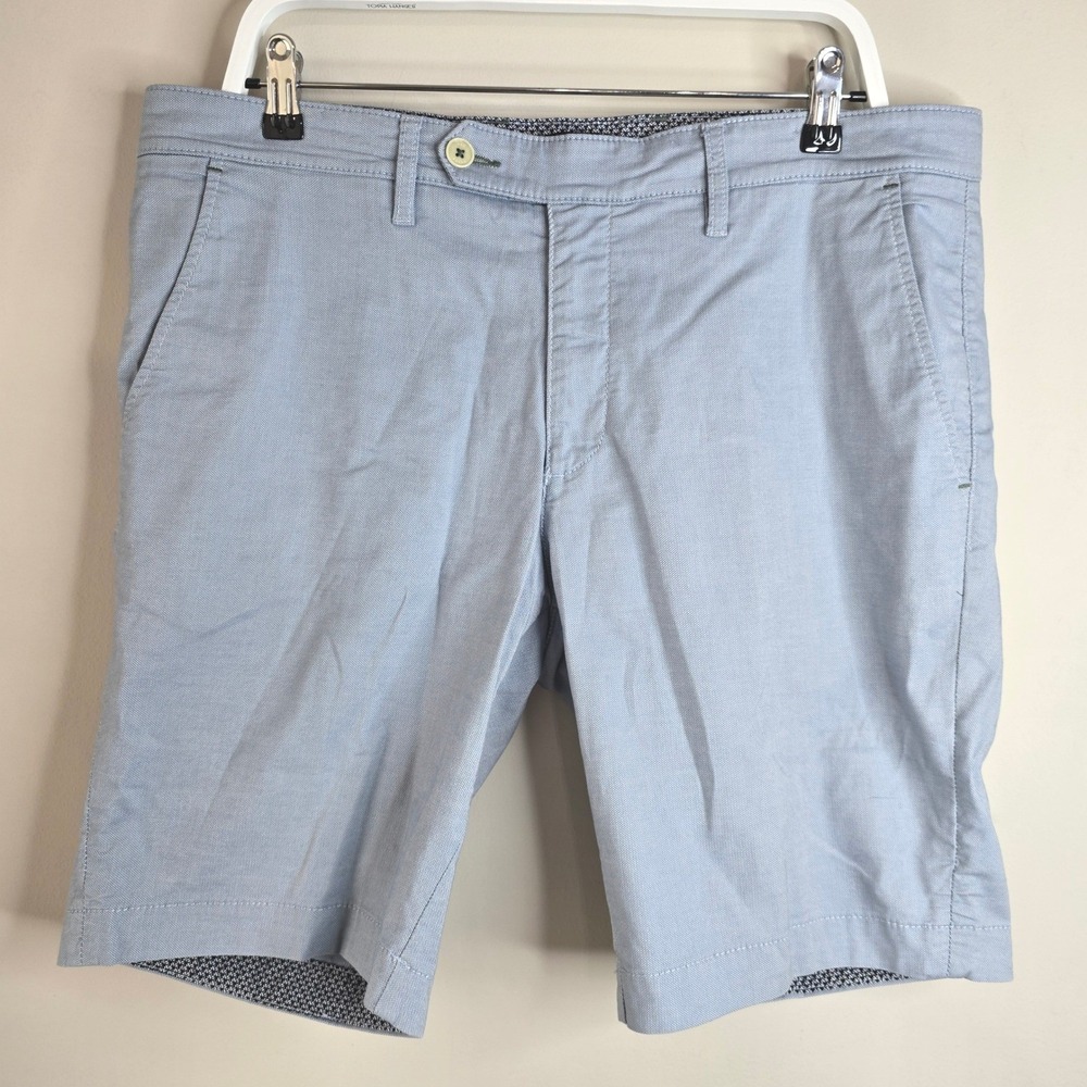 Ted Baker London Herbosh Mens 36R Lt Blue Textured Chino Shorts Cotton Stretch